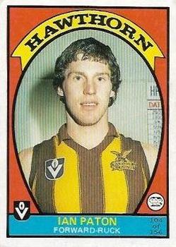 1978 Scanlens VFL #104 Ian Paton Front